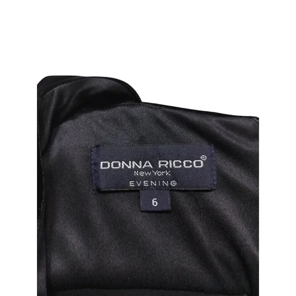 Donna Ricco Women's Vintage Black Velvet Top Maxi Dress Sleeveless size 6